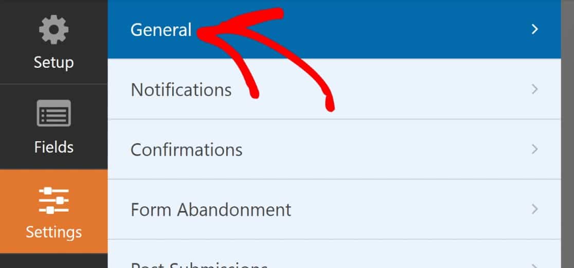 WPForms form settings general