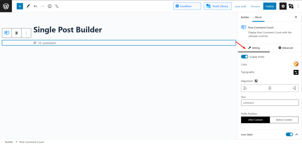 Post Comment Count Settings