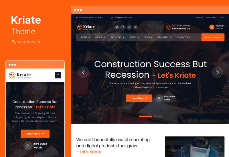 Kriate Theme — многоцелевая тема WordPress для промышленного строительства