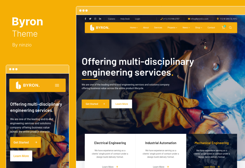 Byron Theme - Тема WordPress для строительства и инженерии