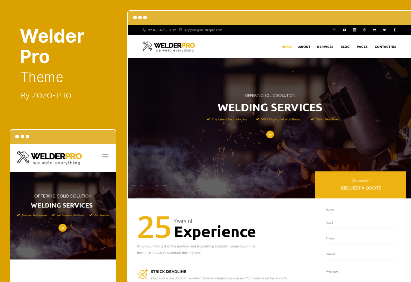 Welder Pro Theme — тема WordPress для подрядчика по сварке