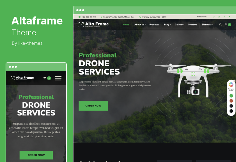 Altaframe Teması - Drone Hava Videografisi ve Fotoğraf Okulu WordPress Teması