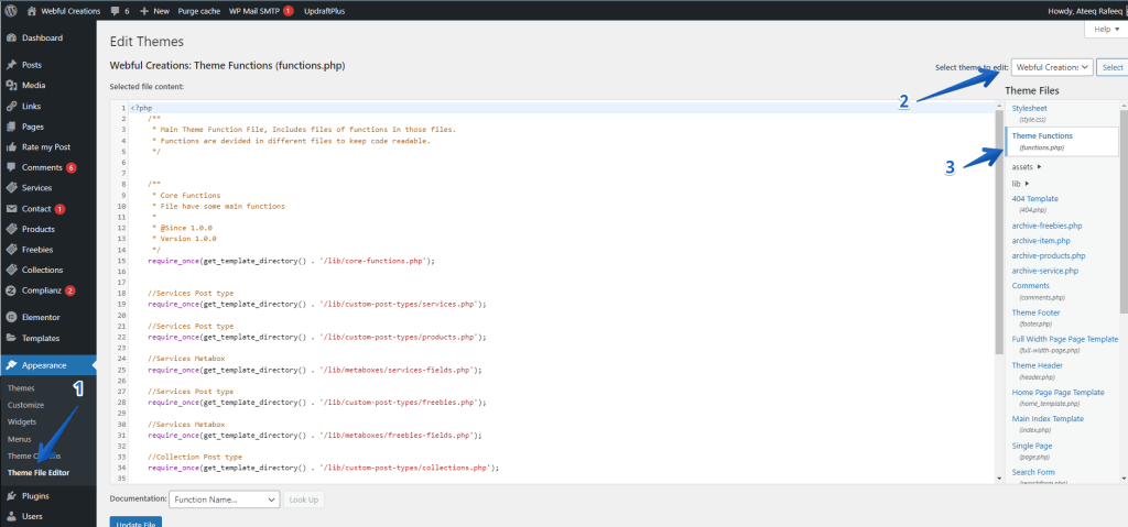 Como editar o arquivo functions.php do tema através do painel de administração do WordPress