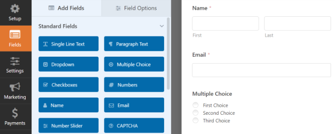 Fügen Sie ein Multiple-Choice-Feld hinzu