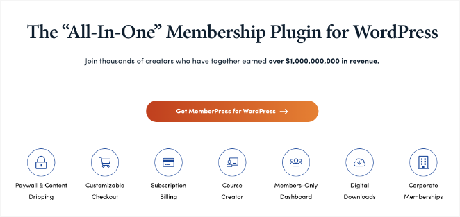 Página de inicio de MemberPress