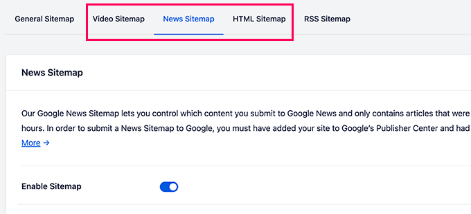 Sitemaps de vídeo, notícias e HTML