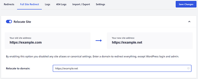 Redirection complète du site