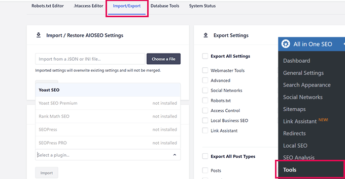 Importar datos SEO manualmente