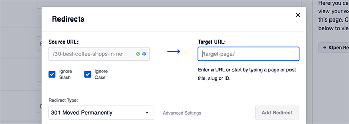 Configurar redirecionamentos