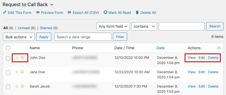 Voci di moduli in wpforms