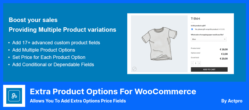 WooCommerce 插件的額外產品選項 - 允許您添加額外選項價格字段