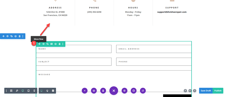 带有内联和全宽字段的 Divi 联系表单布局 布局 1 移动行