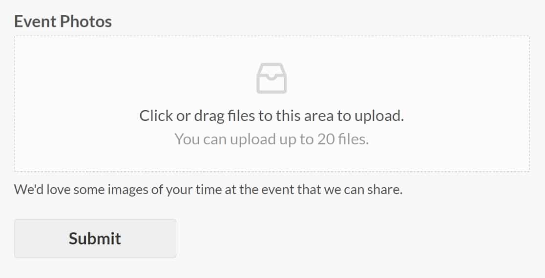 event evaluation file upload