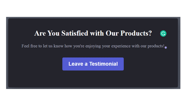 Leaving a testimonial popup