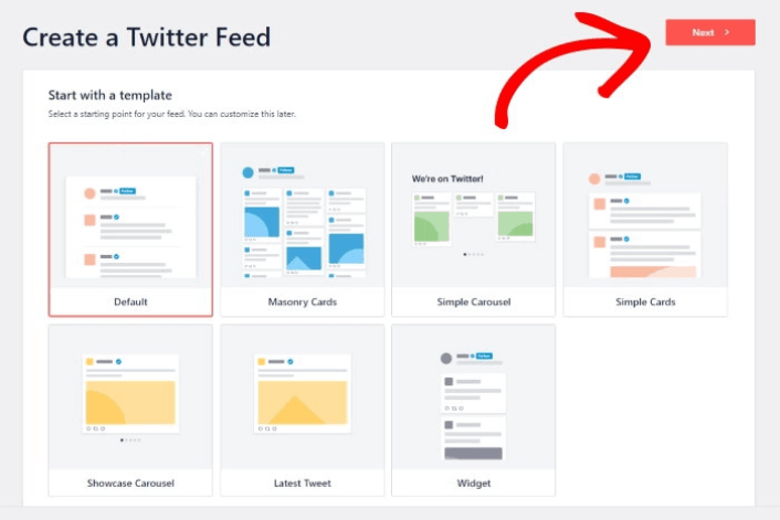 Sélectionnez le modèle de flux pour Twitter