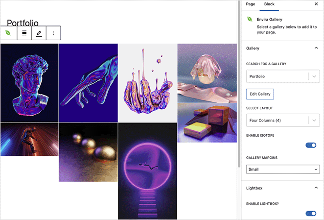 WordPress ブロックエディターの Envira ギャラリー