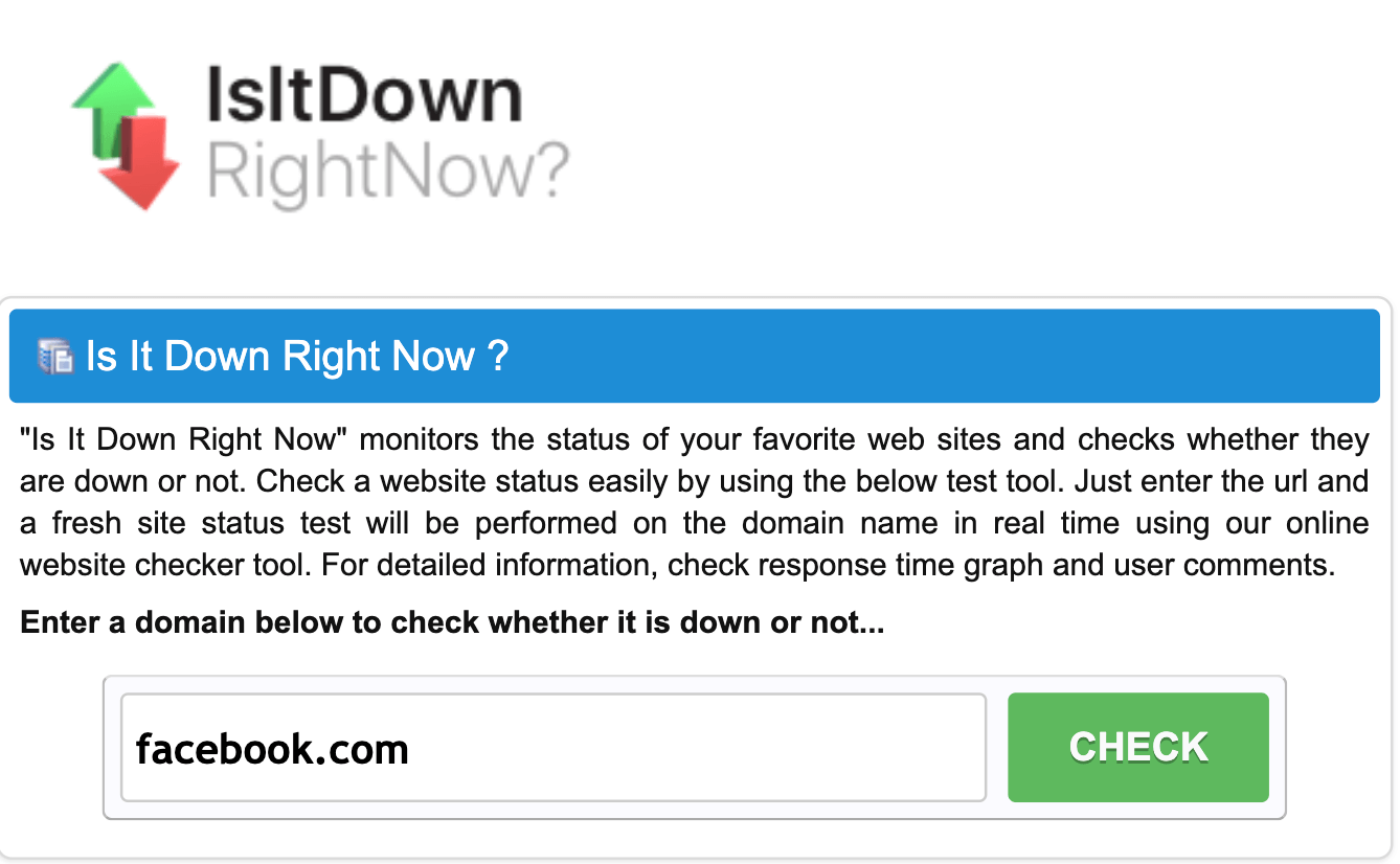 Servizio di ricerca del sito IsItDown