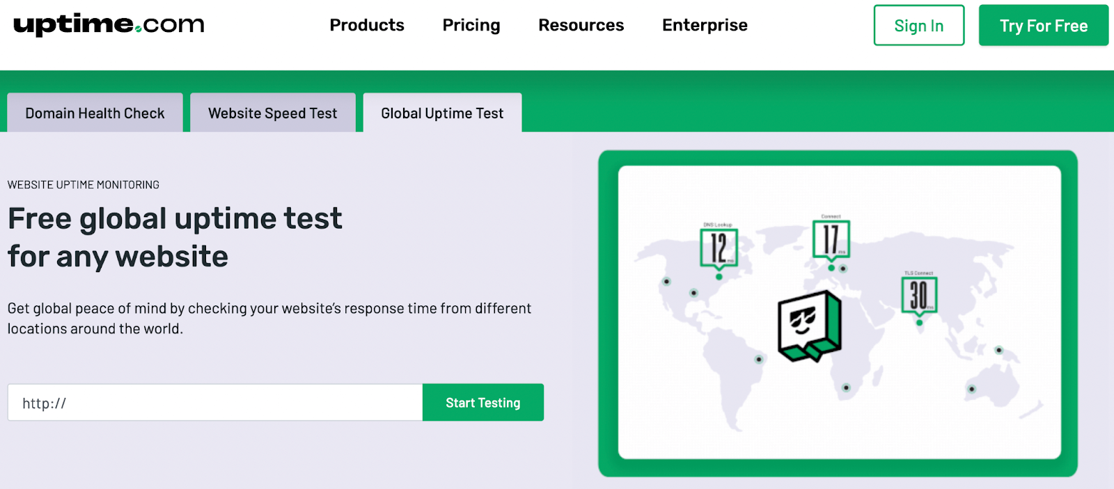 Servicio de monitoreo de tiempo de actividad con un fondo verde