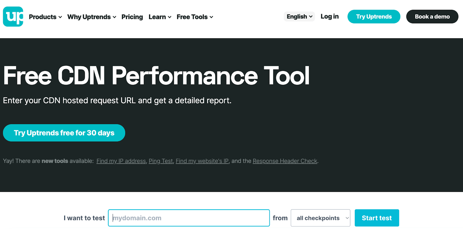 Strumento di prestazioni CDN per testare l'uptime del sito