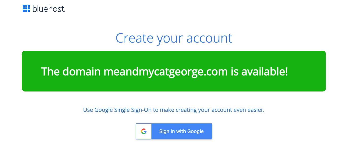 Dominio gratuito de Bluehost disponible