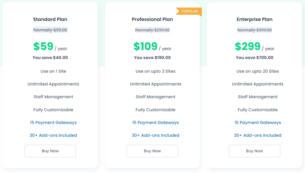 Plugin per la prenotazione di appuntamenti BookingPress - prezzi