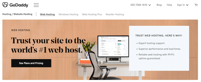 Situs web hosting web GoDaddy