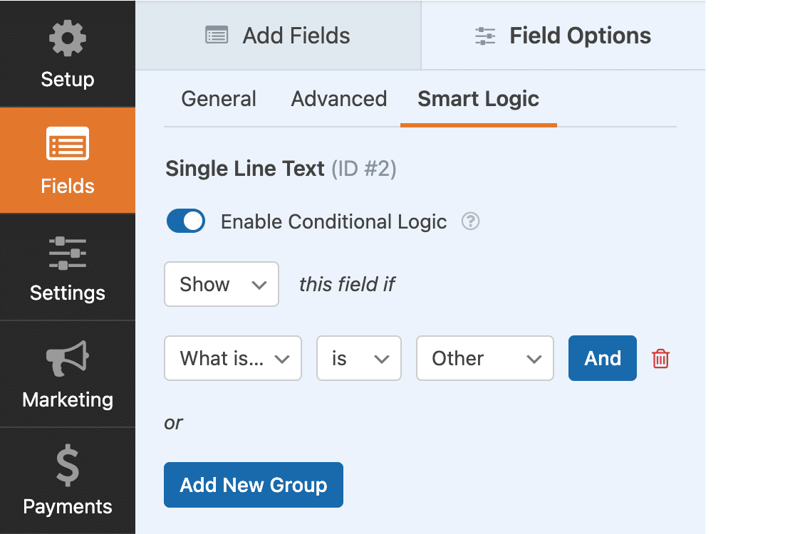 WPForms conditional logic