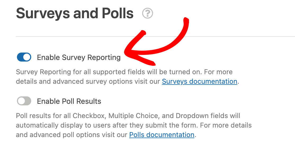 wpforms enable survey reporting