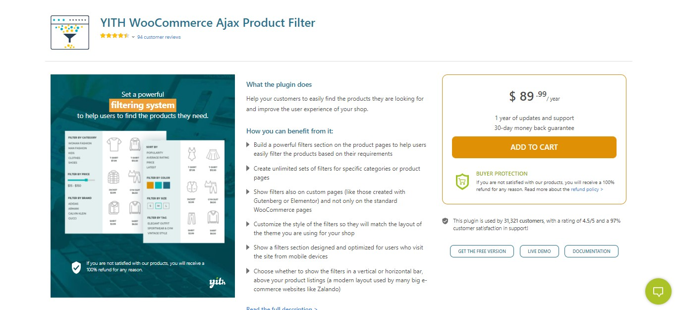 YITH WooCommerce Ajax 產品過濾器插件