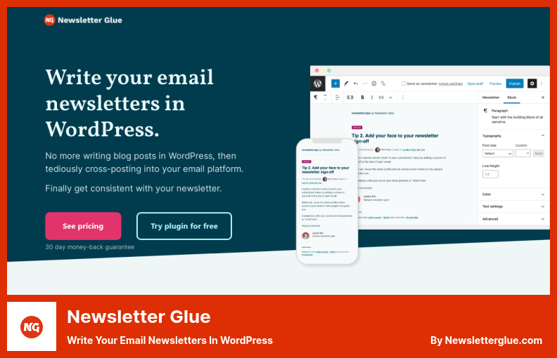 Newsletter Glue Plugin - WordPress でメール ニュースレターを作成する