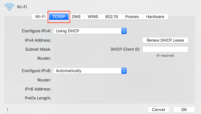 Modification des paramètres TCP/IP