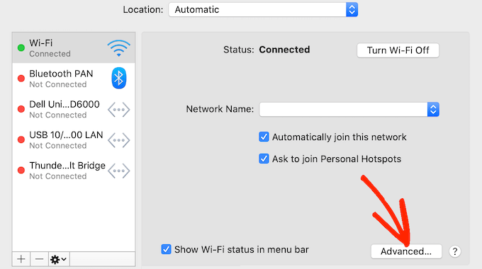 إعدادات الشبكة المتقدمة في نظام التشغيل Mac