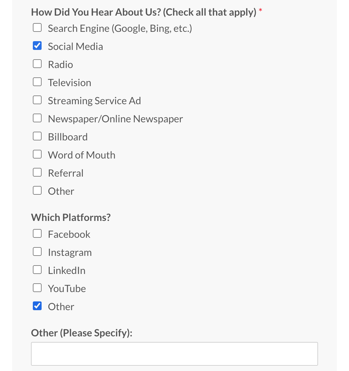 survey checkboxes conditional logic