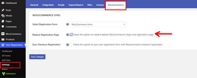 Înlocuiește pagina de înregistrare