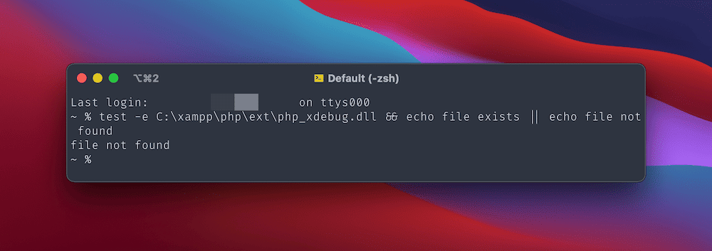 O fereastră Terminal care arată un fragment pentru a testa dacă există un timp. Dacă se întâmplă, terminalul va ieși