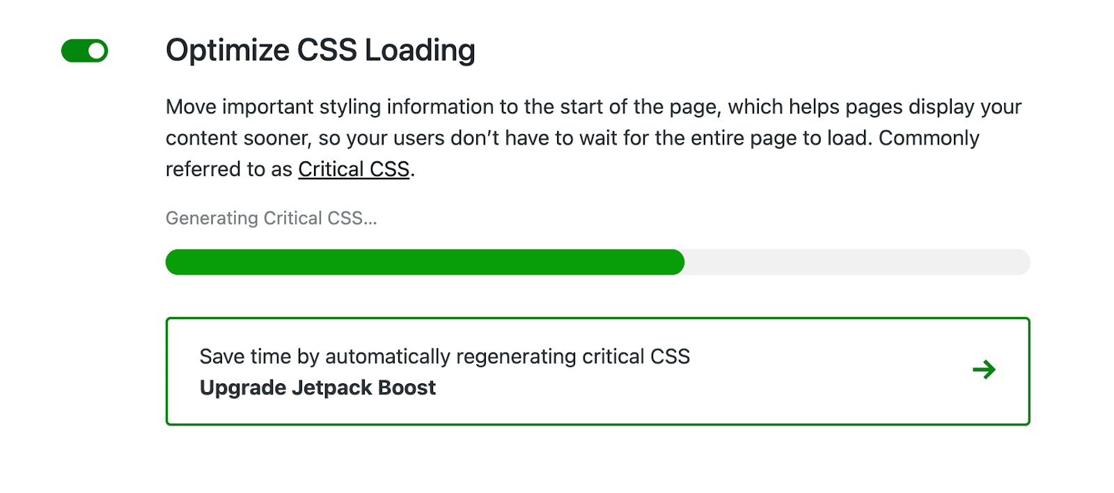 Optimizar la opción de carga de CSS en Jetpack Boost