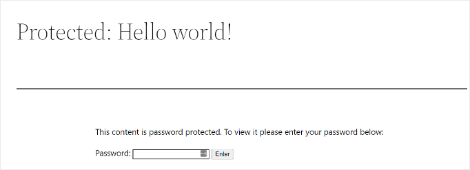 Una pagina di base protetta da password