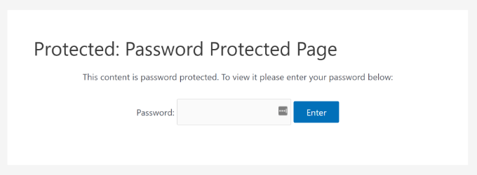 Anteprima della pagina protetta da password utilizzando l'editor di contenuti