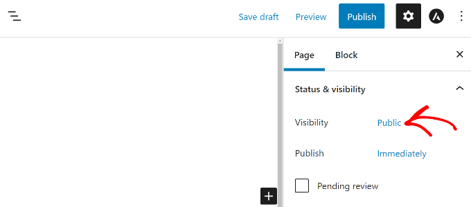 Modifica le impostazioni di visibilità nell'editor di contenuti