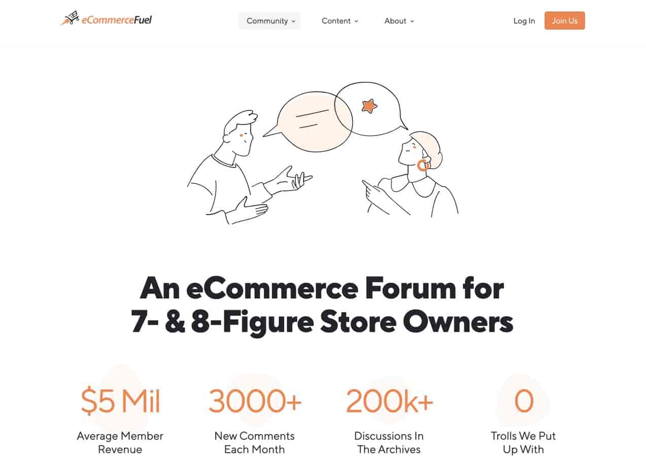 Ecommerce Fuel est une communauté premium et exclusive pour les propriétaires de commerce électronique avec des opportunités de publicité et de "vente"