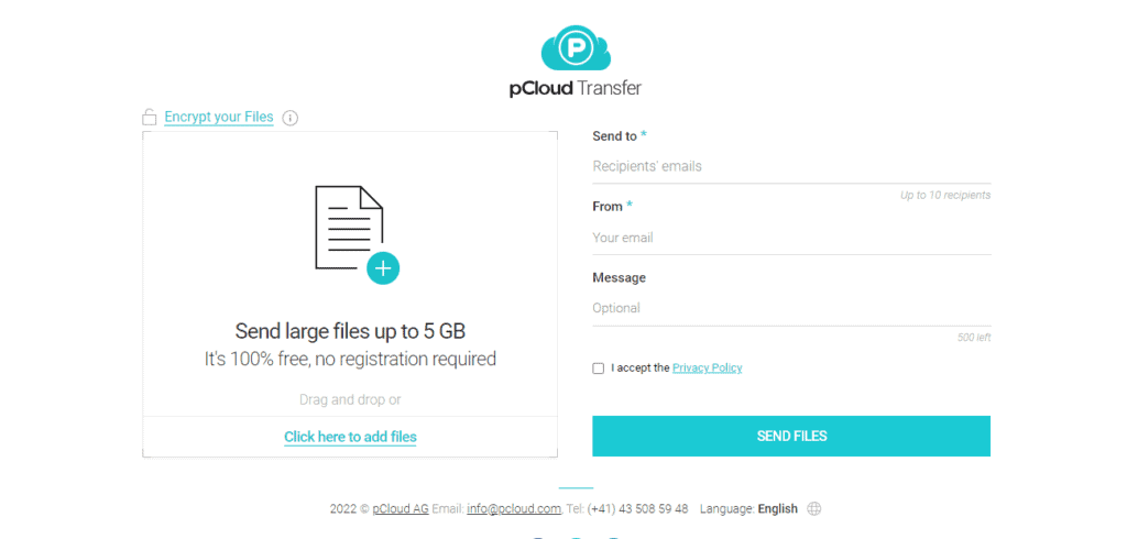 Transferência pCloud