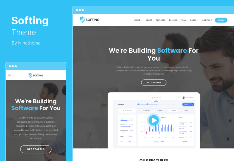 Softing Theme - หน้า Landing Page WordPress Theme