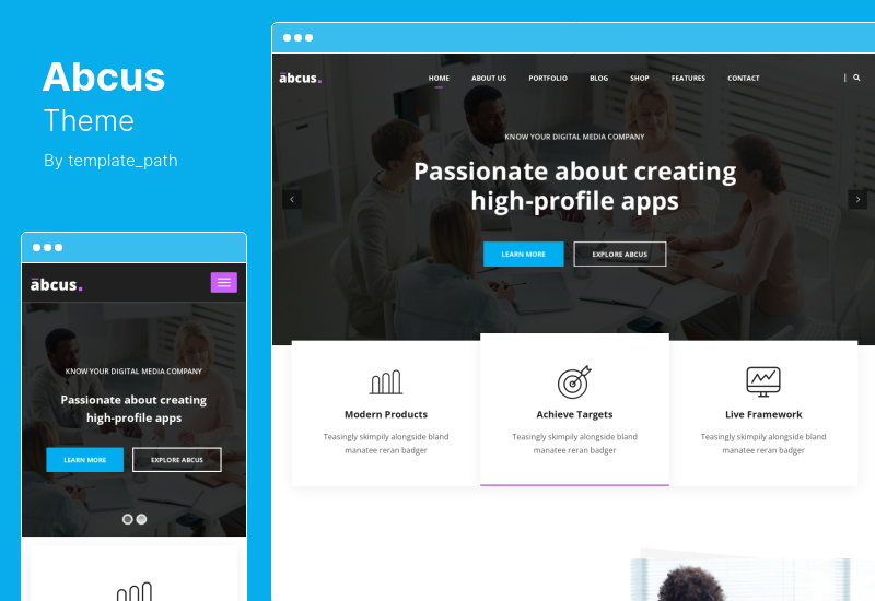 ธีม Abcus - แอพ & SaaS Startup WordPress Theme