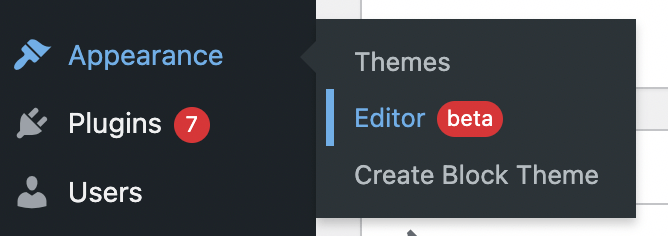 Editor de site aberto