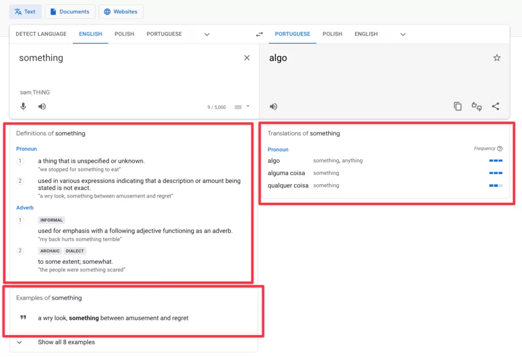 Google Translate vs Bing Translate su una singola parola