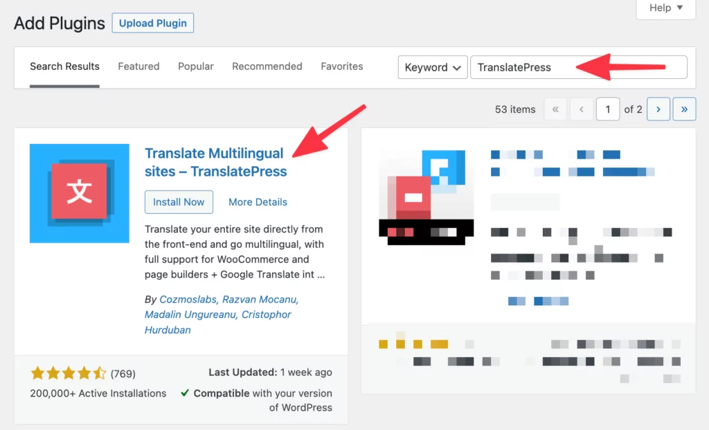 installa TranslatePress