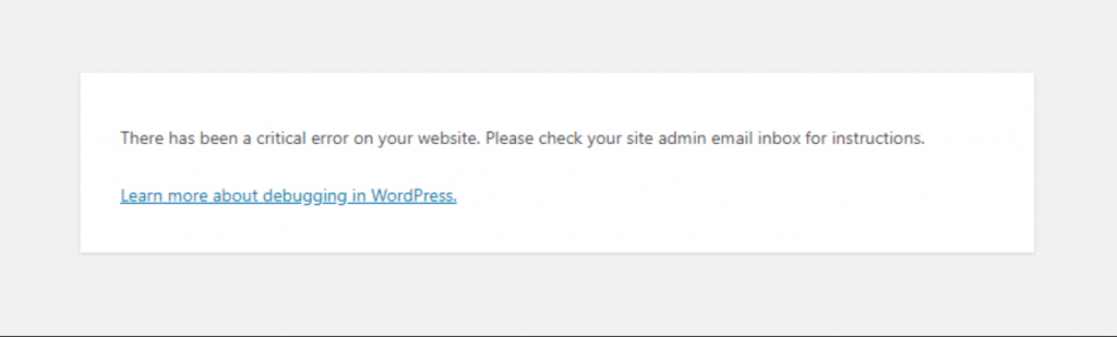 There has been a critical error on your website error message