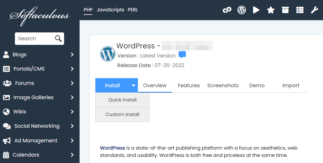 تطبيق Softaculous لإنشاء متجر عبر الإنترنت باستخدام WordPress