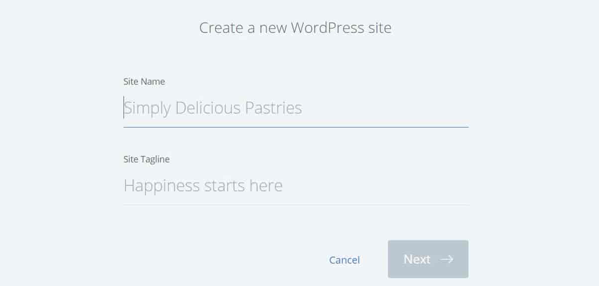 WordPress でオンライン ショップを作成する: サイト名を設定します。