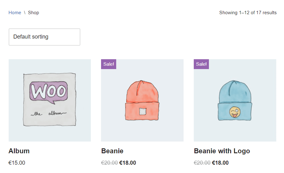 Prima pagina di WooCommerce